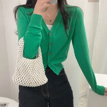 체리체리 여성용 데일리 브이넥 긴팔 니트 가디건