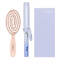 보다나 글램웨이브 롱 봉고데기 프리볼트 34mm + 미로 무빙 브러쉬 세트 VCL22SBLFV, 파우더블루(고데기)