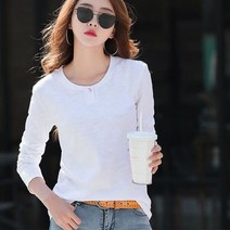 안다로미 여성용 버튼 포인트 무지 긴팔티