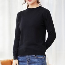 디어로라 여성용 데일리 소프트 터치 무지 라운드 니트