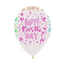 셈퍼텍스 생일 네온슬래시 풍선 30cm 12p, 화이트, 2개