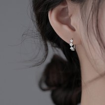 피어니스트 여성용 실버 스터드 다이아몬드 귀걸이