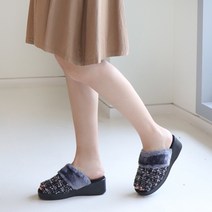슈벨 여성용 통굽 키높이 보카시 겨울 방한 딜라이 슬리퍼