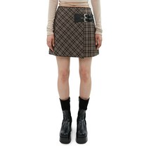 큐리티 C CHECKED BUCKLE WRAP SKIRT