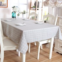 마켓플랜 북유럽 체크 식탁보, 그레이, 4인(140 x 180cm)