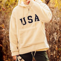 머시따 USA 오버핏 양털후드티