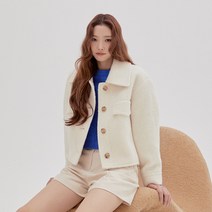 미쏘 여성용 부클 아웃포켓 스탠 카라 자켓