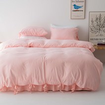 스코홈 피그먼트 워싱 리본 이불커버 + 베개커버 세트