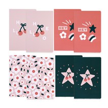 Kariiou&Mikirei 라인 노트 체리스타 A5 BL-3483 4종 x 2p 세트, 혼합색상, 1세트