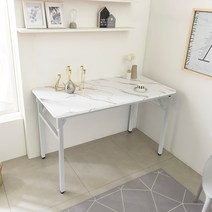 다다재 접이식 다용도 테이블 1200 x 600 mm, 화이트다리 + 마블링