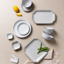 한국도자기 Conte du Jour 4인 다이닝 식기세트 23p, 화이트, 그레이, 9종