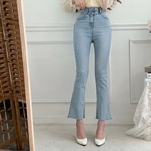 여성용 투버튼 슬림 부츠컷