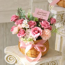 센트바스켓 조화 비누꽃 꽃바구니 센터피스, 라일락, 1개