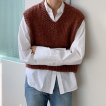 쇼미 브이넥 크롭 포근 니트 베스트