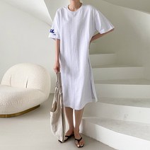 마이시즌 여성용 리얼 레터링 반팔 원피스
