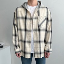 맨타임 남성용 CHS 데일리 오버핏 후드 캐주얼 체크 셔츠