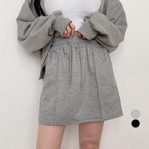 밀키버터 여성용 핀턱 밴딩 미니 트레이닝 스커트