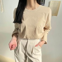 플랜데이 여성용 루즈핏 레인보우 긴팔 라운드 티셔츠