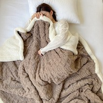 메이크포 M사이즈 극세사 양털 캠핑 소파 무릎 담요, 1개, 브라운