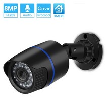 8mp 4k ultra hd onvif ip 카메라 총알 웹 카메라 오디오 녹음 모션 감지 방수 야외 카메라 xmeye cloud h.265, 3mp 포 모듈, 6mm