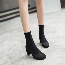 아자르 스웨이드라인 미들힐 삭스부츠