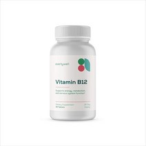 미국직구 에브리웰 비타민 B12 500mcg 서플먼트 - 여성 남성 에너지 및 - 비건 - 비GMO - 30정, 수량, 상세참조
