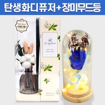 탄생화 디퓨저 선물 세트 12월 탄생화 목화 + 장미 무드등 여자 친구 여사친 엄마 언니 선생님 직장동료 생일선물 집들이선물 결혼선물 실내 디퓨저 실내 방향제 디퓨져, 아카시아, 블루, 500ML
