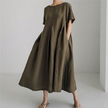 삼녀계 린넨 원피스 루즈핏 빅사이즈 면마 반팔 라운드 풀오버 레깅스 슬립 롱스커트 러쉬