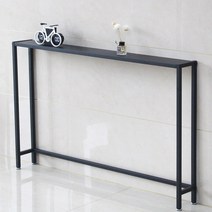 폭좁은 슬림 철제 블랙 콘솔 테이블 좁은 틈새 롱 현관 입구 복도 장식 선반, 120x15x75