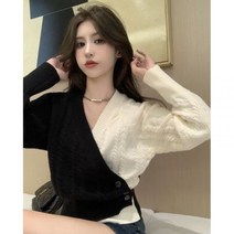 여성 랩 가디건 부클 보풀없는 니트 오버핏 V넥 가디건