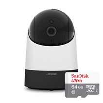 EFM네트웍스 ipTIME C200 200만 화소 FULL HD 실내 회전형 IP카메라 1080P 양방향 음성 대화 야간 감시 모드 자동 전환 DDNS NAS ONVIF 지원, IPTIME C200 + SD메모리 카드 64GB