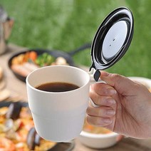 뚜껑 머그컵 스프컵 덮개포함 캠핑 등산컵, 아이보리