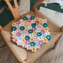 코바늘 방석뜨기 재료 DIY 꽃뜨기 뜨개질하는법 뜨개방석 재료, 퍼플방석 1개 DIY 패키지