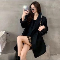 Momolatti 여성용 더블 버튼 클래식 블레이저 오버핏 자켓