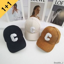 [1+1] 더블제이 코듀로이 뽀글이 심플 C 로고 볼캡 6colors 커플 모자 골덴 야구모자