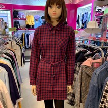 애플핑크 여아용 백레터링 체크셔츠 원피스 O501