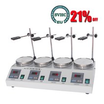 4 헤드 자기 가열 교반기 디지털 디스플레이가있는 멀티 유닛 랩 믹서 2400RPM 온도 조절 식 핫 플레이트 2, 기본