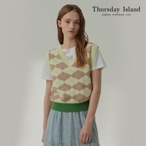 써스데이아일랜드 9번 여성 아가일변형 배색 자카드 베스트T212MVT131W 396166
