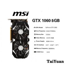 [해외] 미국 기가바이트 msi raphic 카드 gtx 960 2-4gb 1050ti 4gb 1060 3-5-6gb 1650 4gb 비디오 카드 gpu 지원 데스크탑 cpu, msi gtx 1060 5g