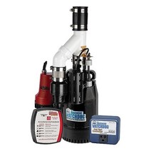 24시간 모니터링 컨트롤러를 탑재한 THE BASE Watchdog Combo Model CITE-3 1/3HP Primary Battery Backup Sump 펌프 시스템