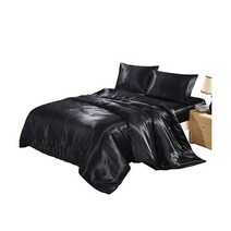 새틴 침구 세트 여름 이불 커버 침대 시트 베개 싱글 더블 퀸 사이즈261542