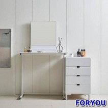 Foryou4290 캘리 스틸 화장대 서랍장세트 콘솔 거울 수납함 보조장, 화이트