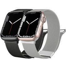 애플 워치 호환 밴드 40mm 38mm 41mm iWatch 시리즈 7 6 5 4 3 2 SE용 (실버 & 블랙) 109412, Silver Black_38/40/41mm