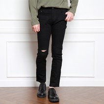 S~4XL 면스판 찢어진 칼구제 무릎 무파진 블랙진