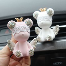 큐빅 베어브릭 차량용 석고방향제 차량용 여성용 송풍구 클립형 장식품 인형 자동차 액세서리 벤츠 bmw크라운베어 고급디퓨저, 흰색