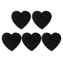 [동대문패션포인트] 하트 자수 패치 와펜, 보슬이하트소(40X38mm), 5개입, 블랙골드