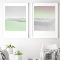 유홍아트 파스텔 그린사막 러블리감성 인테리어액자 6호(41x32cm) (6064992), 캔버스액자(옆면연장)
