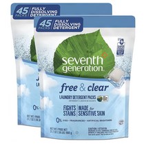 Seventh Generation Laundry Detergent Packs 세븐스 제너레이션 세탁세제 프리 앤 클리어 31.7oz(900g) 45개입 2팩