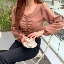 겟잇미 / 피라드 긴팔 셔링 페미닌 블라우스