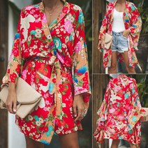 여자 롱 가디건 브랜드 가을 코디 2021 패션 여성 캐주얼 카디건 보헤미안 플로럴